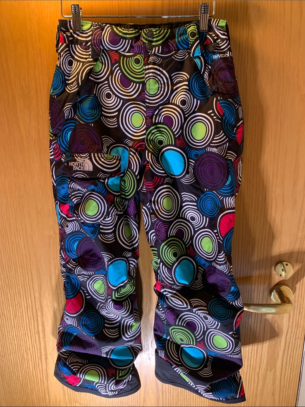The North Face Girls Black Multi-Color Circular Print Snow Pants - Size L (14/16